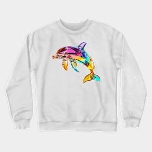 Colourful Crystal Glass Dolphin Figurine Crewneck Sweatshirt